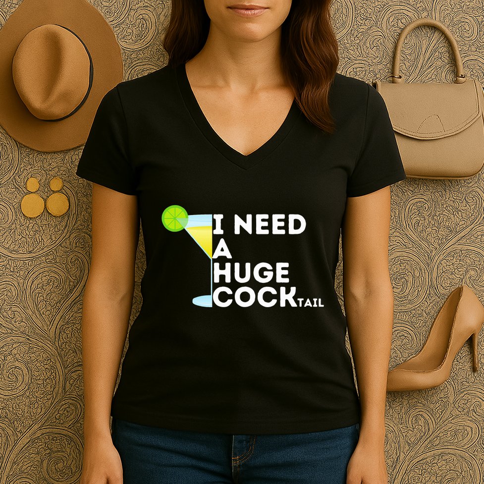 Cocktail Gag Gifts For Women I Need A Huge Cocktail Women's V-Neck T-Shirt