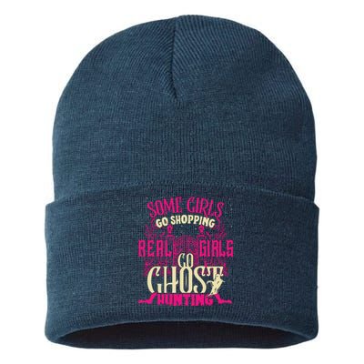 Cute Girl Go Ghost Hunting Paranormal Supernatural Apparel Sustainable Knit Beanie