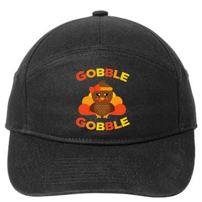 Cute Gobble Gobble Turkey Pilgrim Little Thanksgiving 7-Panel Snapback Hat