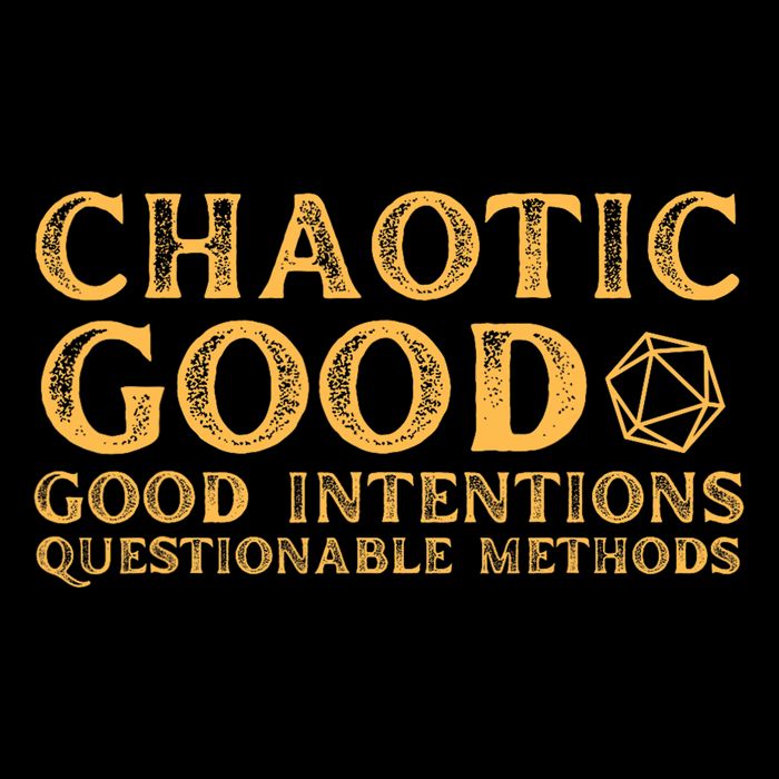 Chaotic Good Good Intentions Questionable Methods Flat Bill Trucker Hat