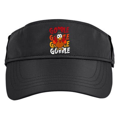 Cute Gobble Gobble Turkey Pilgrim Little  Thanksgiving Adult Drive Performance Visor