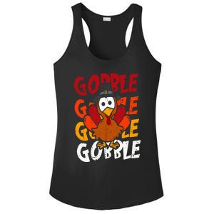 Cute Gobble Gobble Turkey Pilgrim Little  Thanksgiving Ladies PosiCharge Competitor Racerback Tank