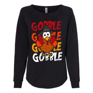 Cute Gobble Gobble Turkey Pilgrim Little  Thanksgiving Womens California Wash Sweatshirt