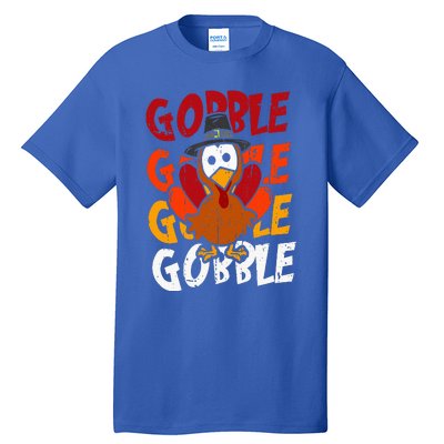 Cute Gobble Gobble Turkey Pilgrim Little  Thanksgiving Tall T-Shirt