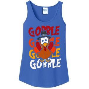 Cute Gobble Gobble Turkey Pilgrim Little  Thanksgiving Ladies Essential Tank