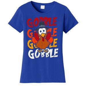 Cute Gobble Gobble Turkey Pilgrim Little  Thanksgiving Women's T-Shirt