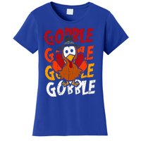 Cute Gobble Gobble Turkey Pilgrim Little  Thanksgiving Women's T-Shirt