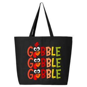 Cute Gobble Gobble Turkey Pilgrim Little Thanksgiving 25L Jumbo Tote