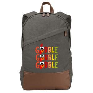 Cute Gobble Gobble Turkey Pilgrim Little Thanksgiving Cotton Canvas Backpack