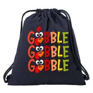 Cute Gobble Gobble Turkey Pilgrim Little Thanksgiving Drawstring Bag