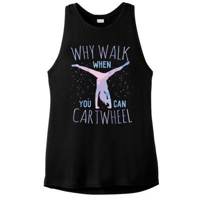 Cartwheel Gymnast Girl Classic Fit Tiedye Ladies PosiCharge Tri-Blend Wicking Tank