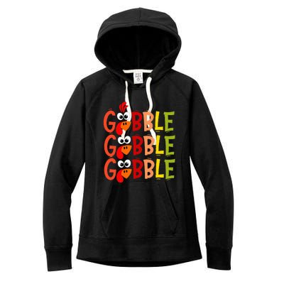 Cute Gobble Gobble Turkey Pilgrim Little Thanksgiving Women's Fleece Hoodie