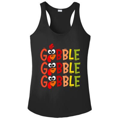 Cute Gobble Gobble Turkey Pilgrim Little Thanksgiving Ladies PosiCharge Competitor Racerback Tank