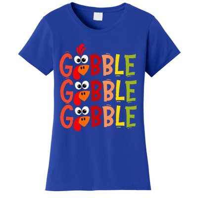 Cute Gobble Gobble Turkey Pilgrim Little Thanksgiving Women's T-Shirt