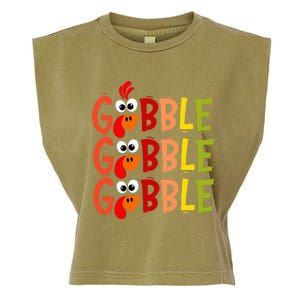 Cute Gobble Gobble Turkey Pilgrim Little Thanksgiving Garment-Dyed Women's Muscle Tee