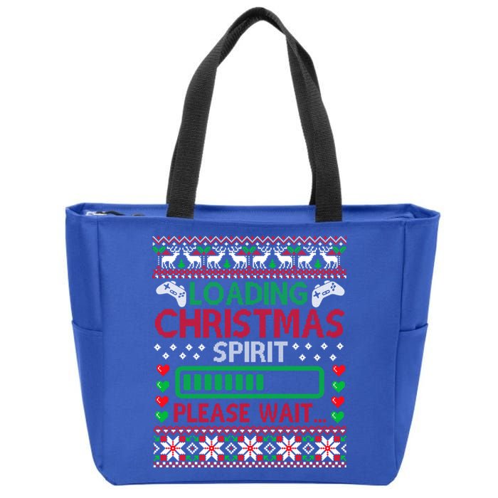 Christmas Gaming Gift Loading Christmas Spirit For Gamer Ugly Great Gift Zip Tote Bag