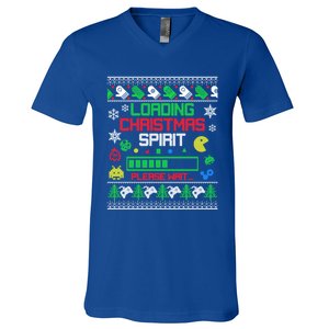 Christmas Gaming Gift Loading Christmas Spirit For Gamer Ugly Meaningful Gift V-Neck T-Shirt