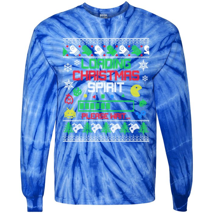 Christmas Gaming Gift Loading Christmas Spirit For Gamer Ugly Meaningful Gift Tie-Dye Long Sleeve Shirt