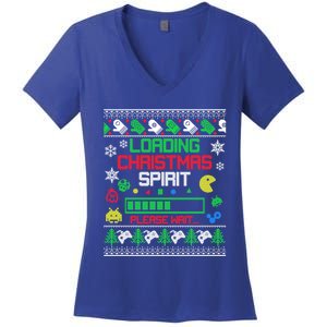 Christmas Gaming Gift Loading Christmas Spirit For Gamer Ugly Meaningful Gift Women's V-Neck T-Shirt