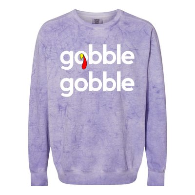 Cute Gobble Gobble Turkey Pilgrim Little Boys Thanksgiving Colorblast Crewneck Sweatshirt