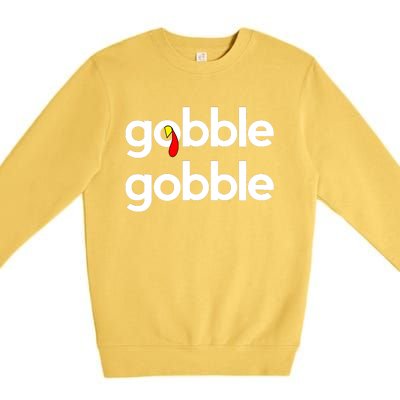 Cute Gobble Gobble Turkey Pilgrim Little Boys Thanksgiving Premium Crewneck Sweatshirt