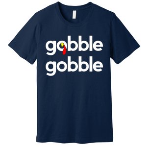 Cute Gobble Gobble Turkey Pilgrim Little Boys Thanksgiving Premium T-Shirt