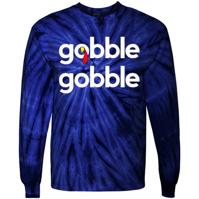 Cute Gobble Gobble Turkey Pilgrim Little Boys Thanksgiving Tie-Dye Long Sleeve Shirt