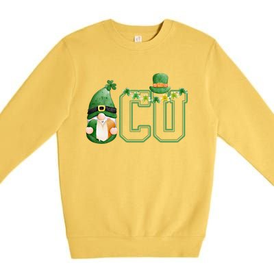 Cute Gnome Green Shamrock Funny Icu Nurse St Patricks Day Meaningful Gift Premium Crewneck Sweatshirt