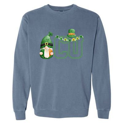 Cute Gnome Green Shamrock Funny Icu Nurse St Patricks Day Meaningful Gift Garment-Dyed Sweatshirt