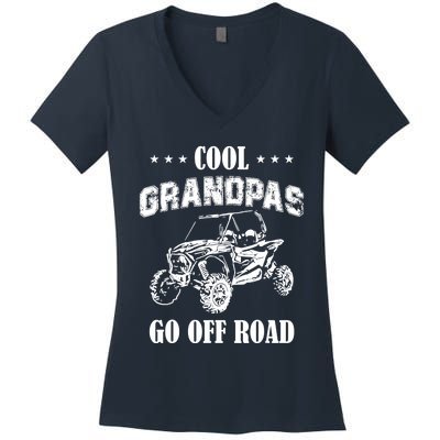 Cool Grandpas Go Off Road UTV ATV 4 Wheeler Off Road Riding Women's V-Neck T-Shirt