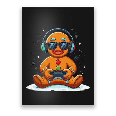 Christmas Gamer Gingerbread Man Video Game Xmas Funny Poster