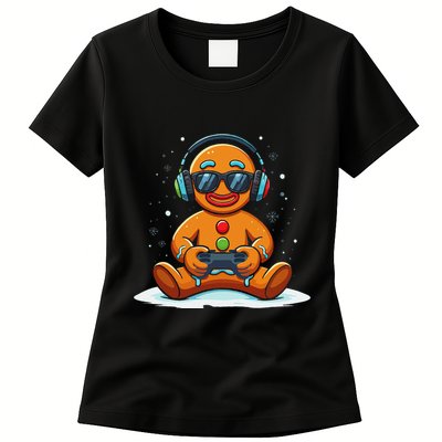 Christmas Gamer Gingerbread Man Video Game Xmas Funny Womens T-Shirt