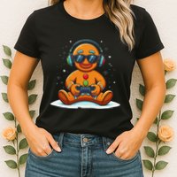 Christmas Gamer Gingerbread Man Video Game Xmas Funny Womens T-Shirt