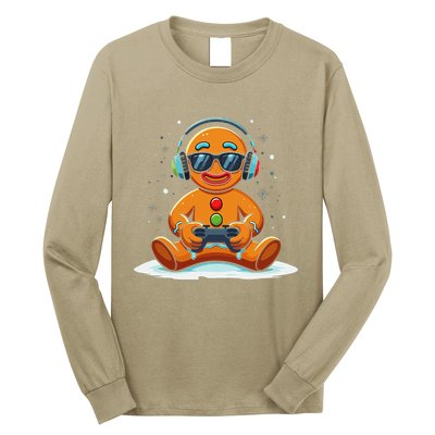 Christmas Gamer Gingerbread Man Video Game Xmas Funny Long Sleeve Shirt
