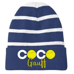 Coco Gauff Gauff Call Me Coco Coco Fan Softball Lover Striped Beanie with Solid Band