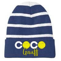 Coco Gauff Gauff Call Me Coco Coco Fan Softball Lover Striped Beanie with Solid Band