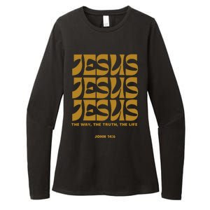 Christian Gift Gold Jesus The Way Truth Life Aesthetic Boho Womens CVC Long Sleeve Shirt