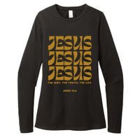 Christian Gift Gold Jesus The Way Truth Life Aesthetic Boho Womens CVC Long Sleeve Shirt