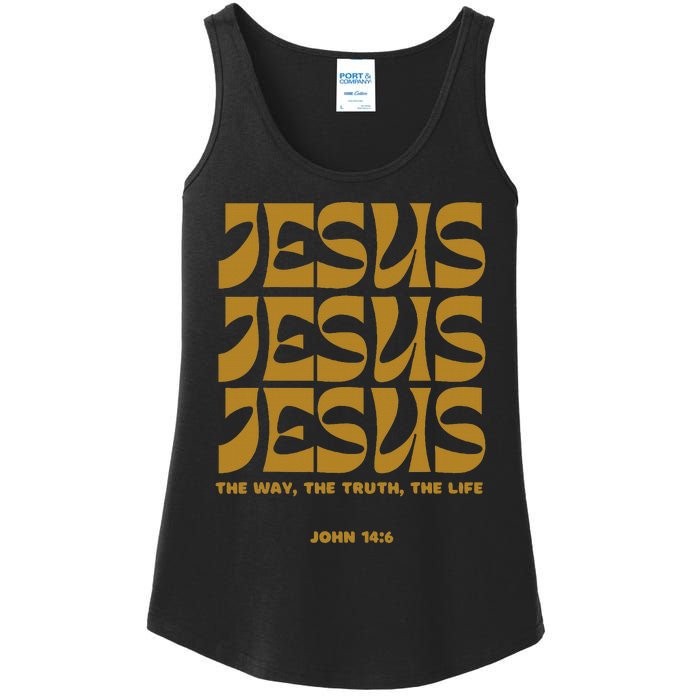 Christian Gift Gold Jesus The Way Truth Life Aesthetic Boho Ladies Essential Tank