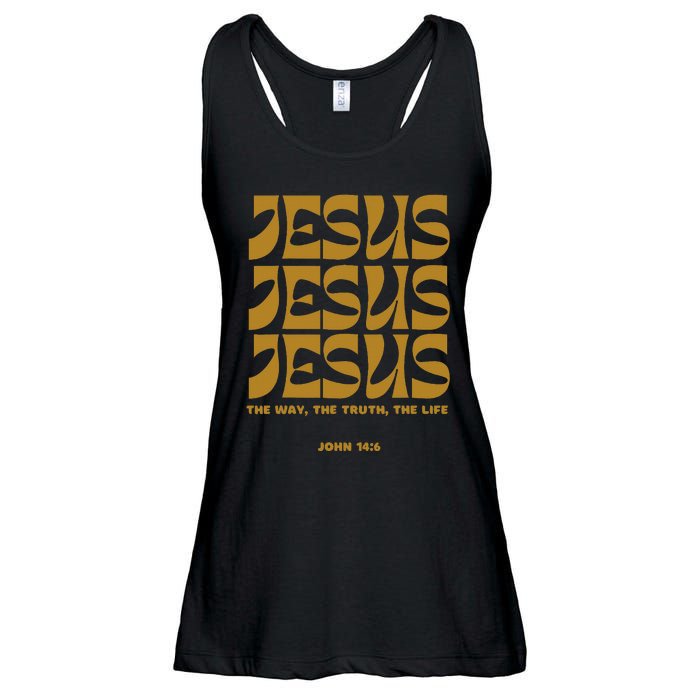 Christian Gift Gold Jesus The Way Truth Life Aesthetic Boho Ladies Essential Flowy Tank