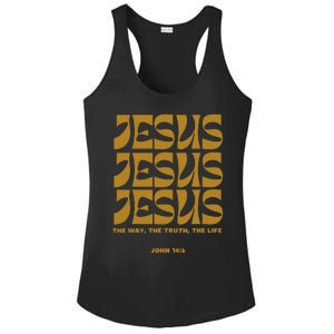 Christian Gift Gold Jesus The Way Truth Life Aesthetic Boho Ladies PosiCharge Competitor Racerback Tank