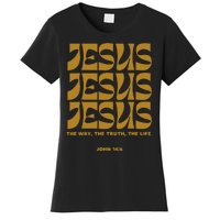 Christian Gift Gold Jesus The Way Truth Life Aesthetic Boho Women's T-Shirt