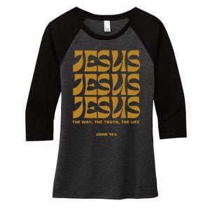 Christian Gift Gold Jesus The Way Truth Life Aesthetic Boho Women's Tri-Blend 3/4-Sleeve Raglan Shirt