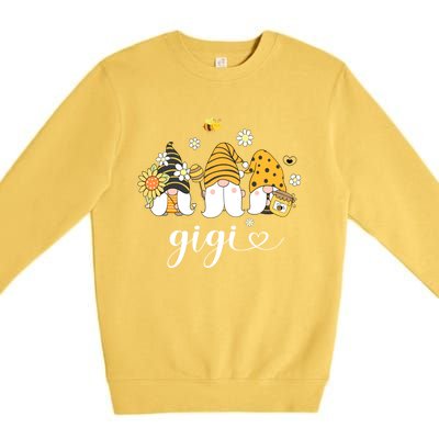 Cute Gigi Gnomes With Bees And Sunflower Country Style Funny Gift Premium Crewneck Sweatshirt