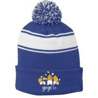 Cute Gigi Gnomes With Bees And Sunflower Country Style Funny Gift Stripe Pom Pom Beanie