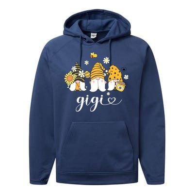 Cute Gigi Gnomes With Bees And Sunflower Country Style Funny Gift Performance Fleece Hoodie