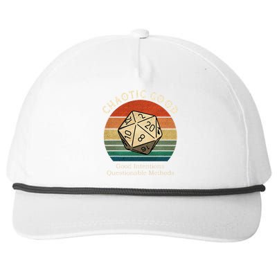 Chaotic Good Good Intentions Questionable Methods Vintage Snapback Five-Panel Rope Hat