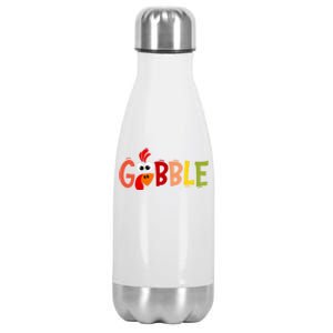 Cute Gobble Gobble Turkey Pilgrim Little Thanksgiving Meaningful Gift Stainless Steel Insulated Water Bottle