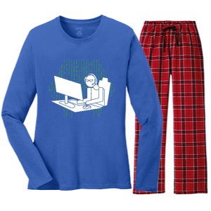 Computer Gamer Gift Wasd Keyboard Pc Gaming Gift Women's Long Sleeve Flannel Pajama Set 