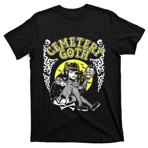 Cemetary Goth Girl Horror T-Shirt